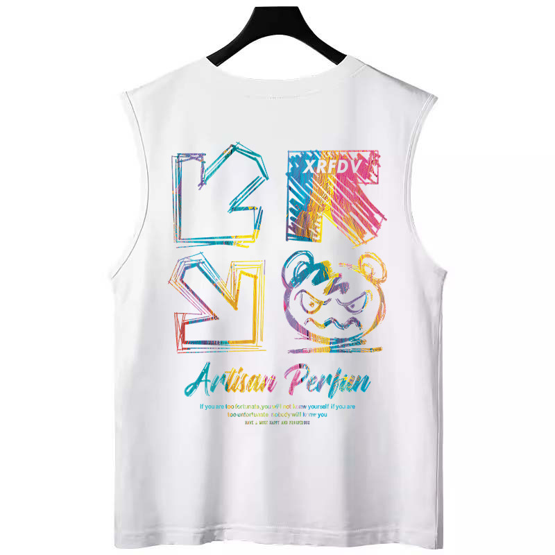 Men's Chinese Style Printed Tank Tops | Oversized Lightweight Basketball Sleeveless Tees for Big & Tall