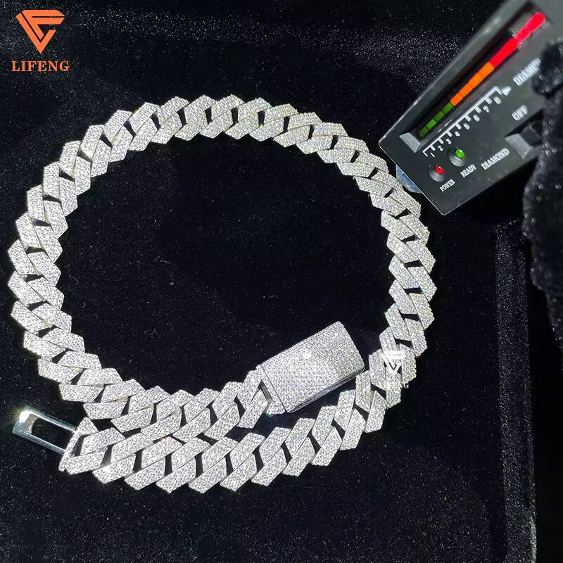 Custom 15mm Cuban Chain Necklace Fashion Jewelry for Women Girls with Personalized Name Moissanite Diamond Necklace