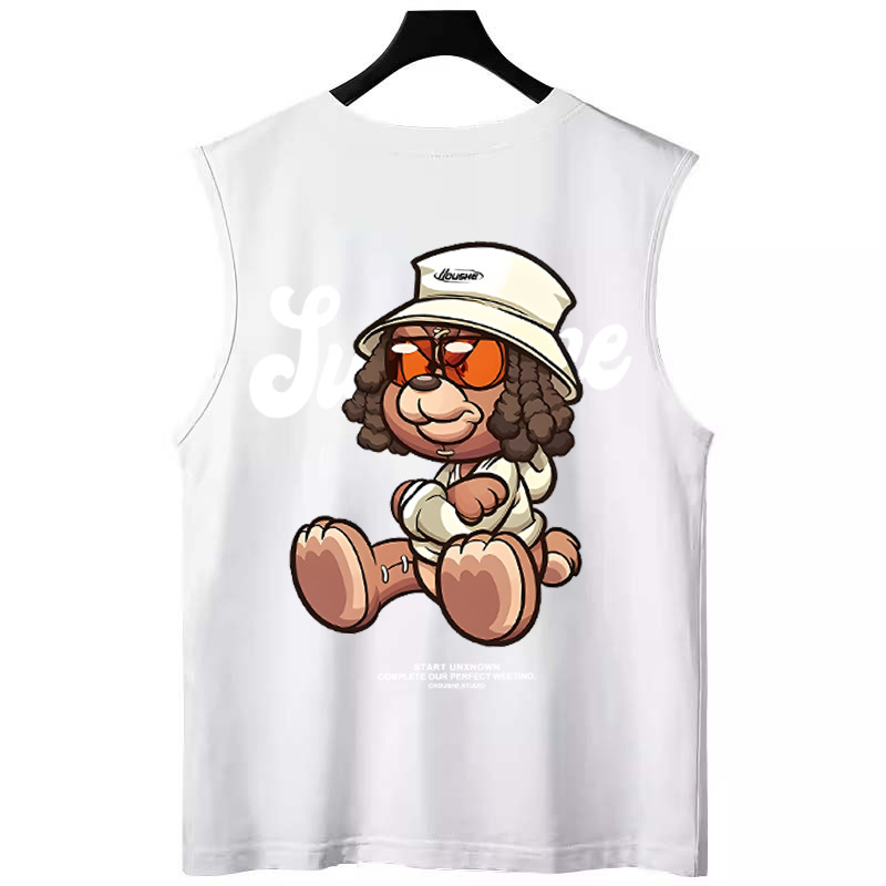 Summer Men's American Trendy Letter Tank Tops | Plus Size Couple Style Loose Casual Sleeveless Tees