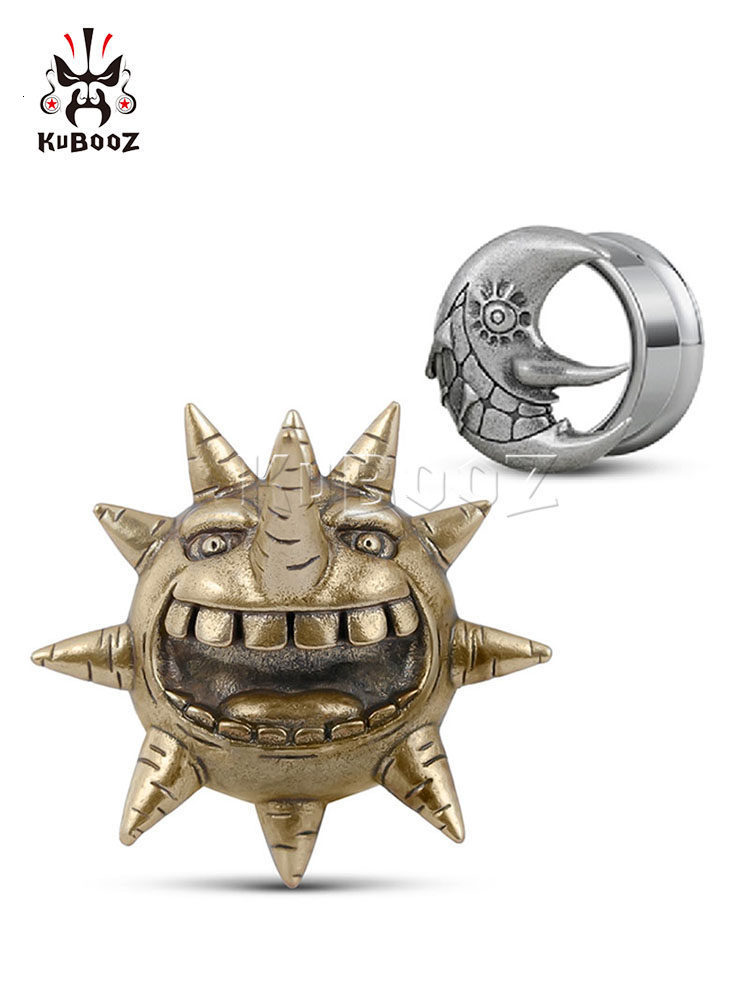 Alisouy 2PCS Stainless Steel Sun Moon Threaded Ear Tunnels Plugs Expander Stretcher Flared Gauges Earrings Piercing Body Jewelry250902