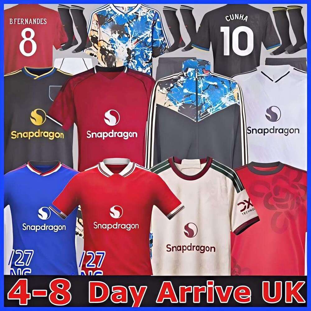 Manchester26 27 United stone roses SESKO MBEUMO CUNHA Soccer Jerseys football shirts B. FERNANES kids kits MAINOO goalkeeper Stone Roses 2026 shorts tracksuit
