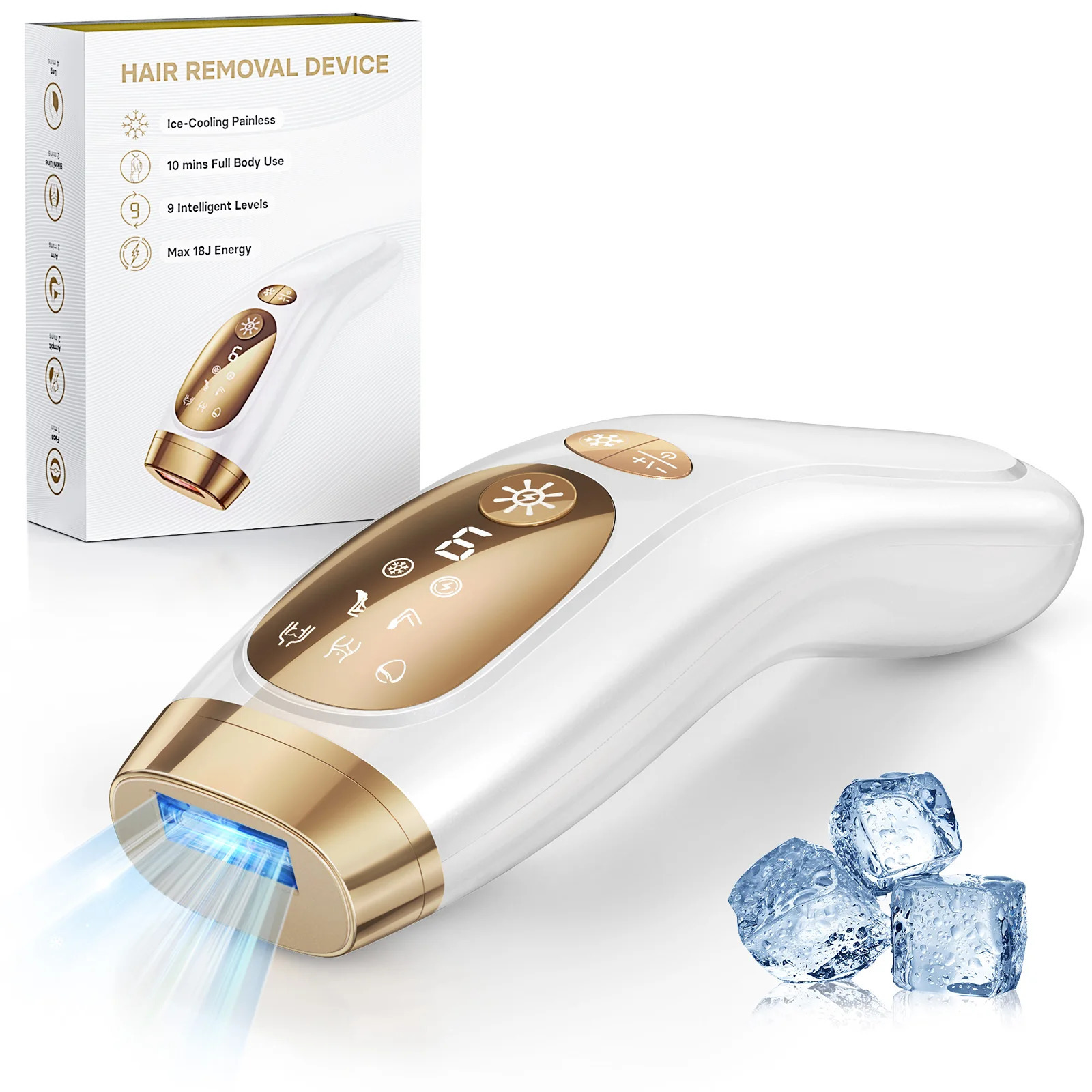 Laser Hair Removal with Ice Cooling Care Function for Women Men PermanentUnlimited Flashes Painless Epilator IPL Hair Remover 260413