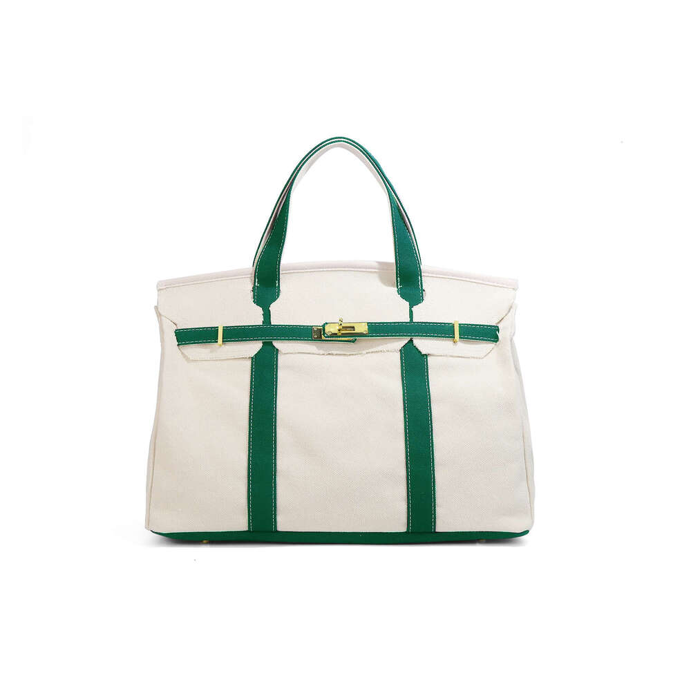 Women's Canvas 2025 New Color blocked Handbag Large Capacity Commuter Multifunctional Bag dh3207077JY