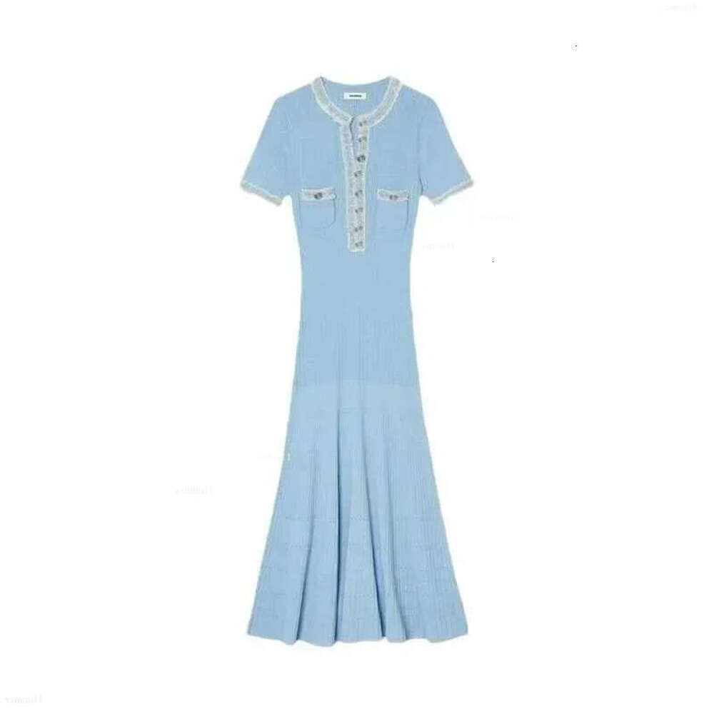 Sandro Dress Designer Dress For Womane 2026 Sleeveless Single-Breasted Knitted Maxi Dress Women Elegant O-Neck Bodycon Long Summer Lady Party 1Da