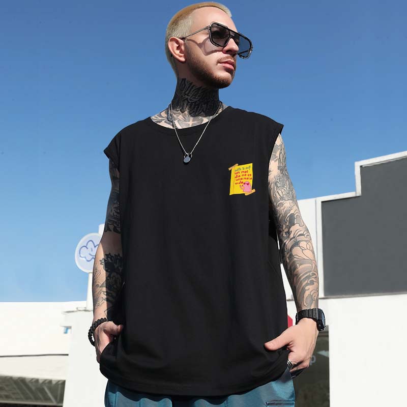 2026 New Men's American Trendy Streetwear Tank Tops | Summer Oversized Plus Size Athletic Sleeveless Tees