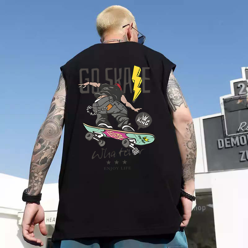 Summer Men's American Retro Skater Boy Print Tank Tops | Thin INS Trendy Athletic Sleeveless Tees