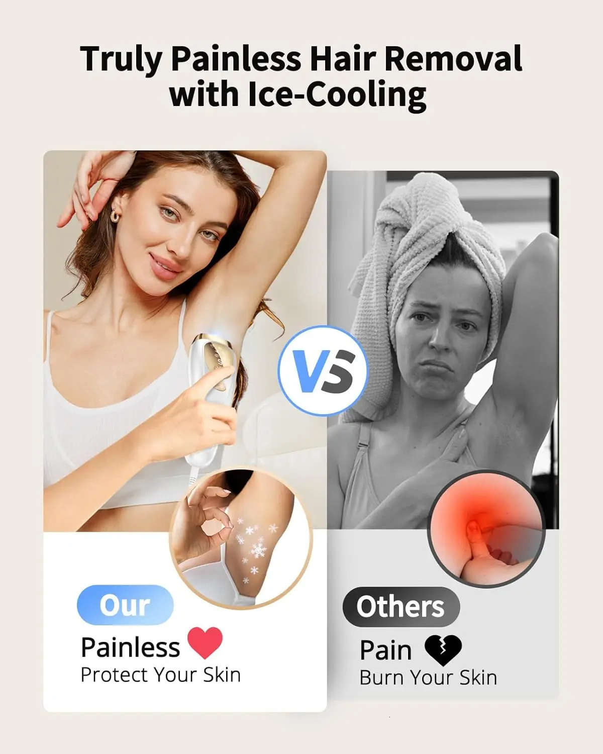 Laser Hair Removal with Ice Cooling Care Function for Women Men PermanentUnlimited Flashes Painless Epilator IPL Hair Remover 260413