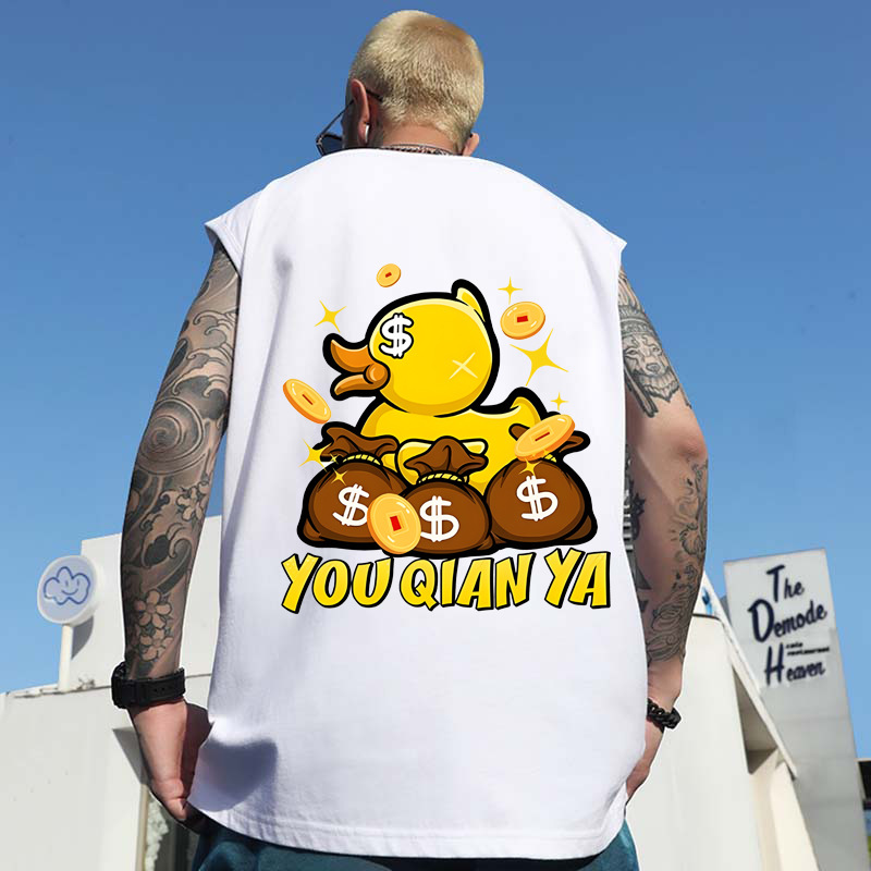 Summer Men's Rich Duck Print Tank Tops | Quick-Dry Athletic Gym Plus Size Sleeveless Tees