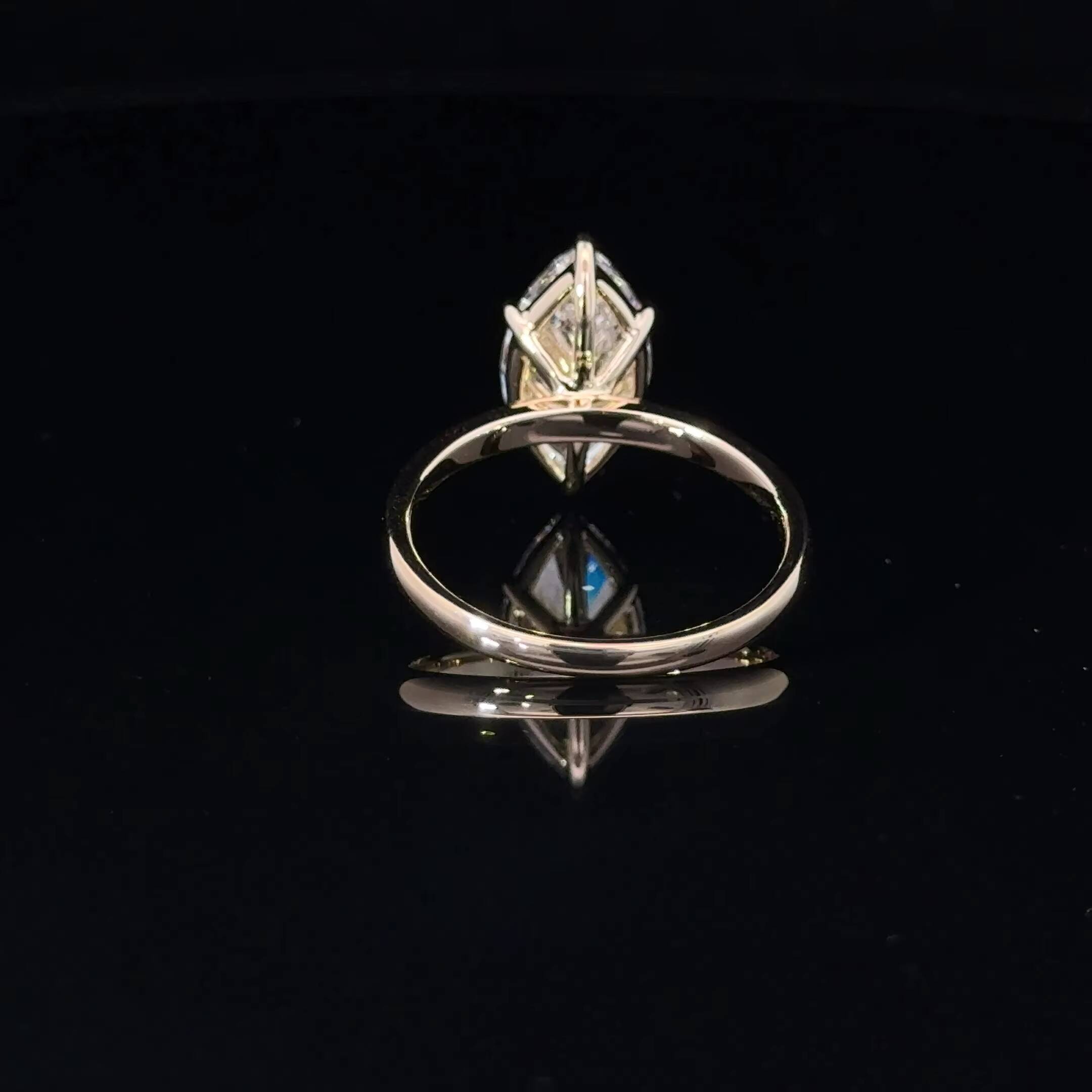 Fine Jewelry 14K 18K Solid Gold IGI Certified Ring Yellow Gold 1CT 2CT 3CT Marquise Cut Laboratory Diamond Ring