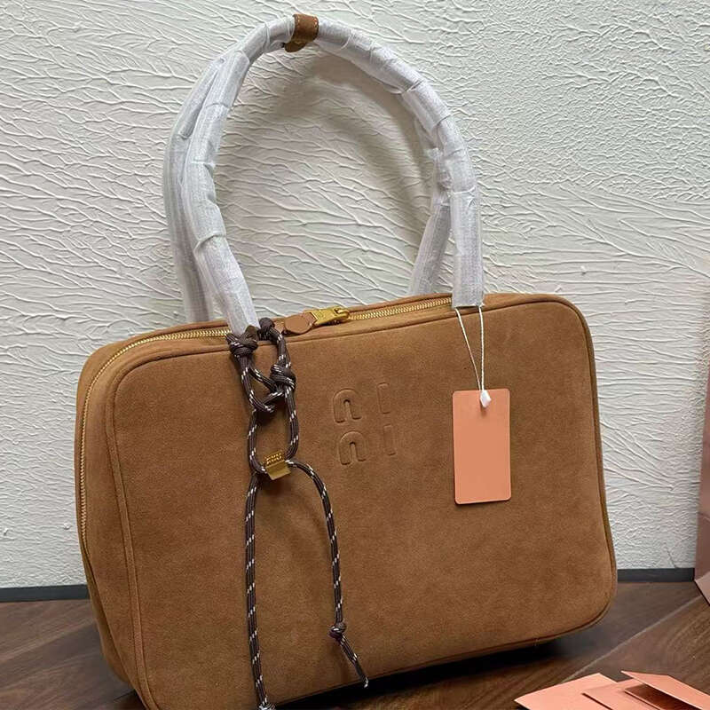 Designer Shoulder Bags Handbags Tote Bowling Bag Luxury Long Handle Suede Brown Leather Woman Large Briefcase Totes