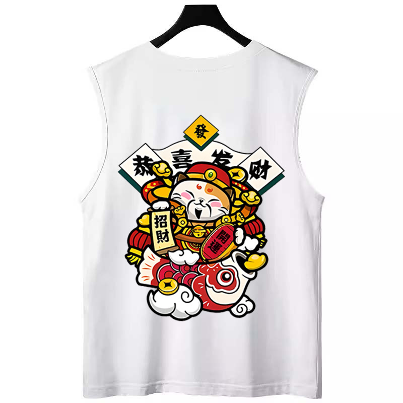 2026 Summer Men's Trendy American Streetwear Tank Tops | Loose Casual Letter Print Sleeveless Tees