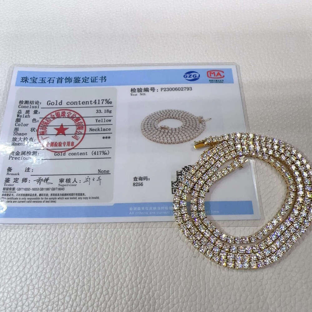 3MM Customized 10K Real Gold VVS Moissanite GRA Lab Diamond Iced Out Jewelry Moissanite Lab Diamond Tennis Chain