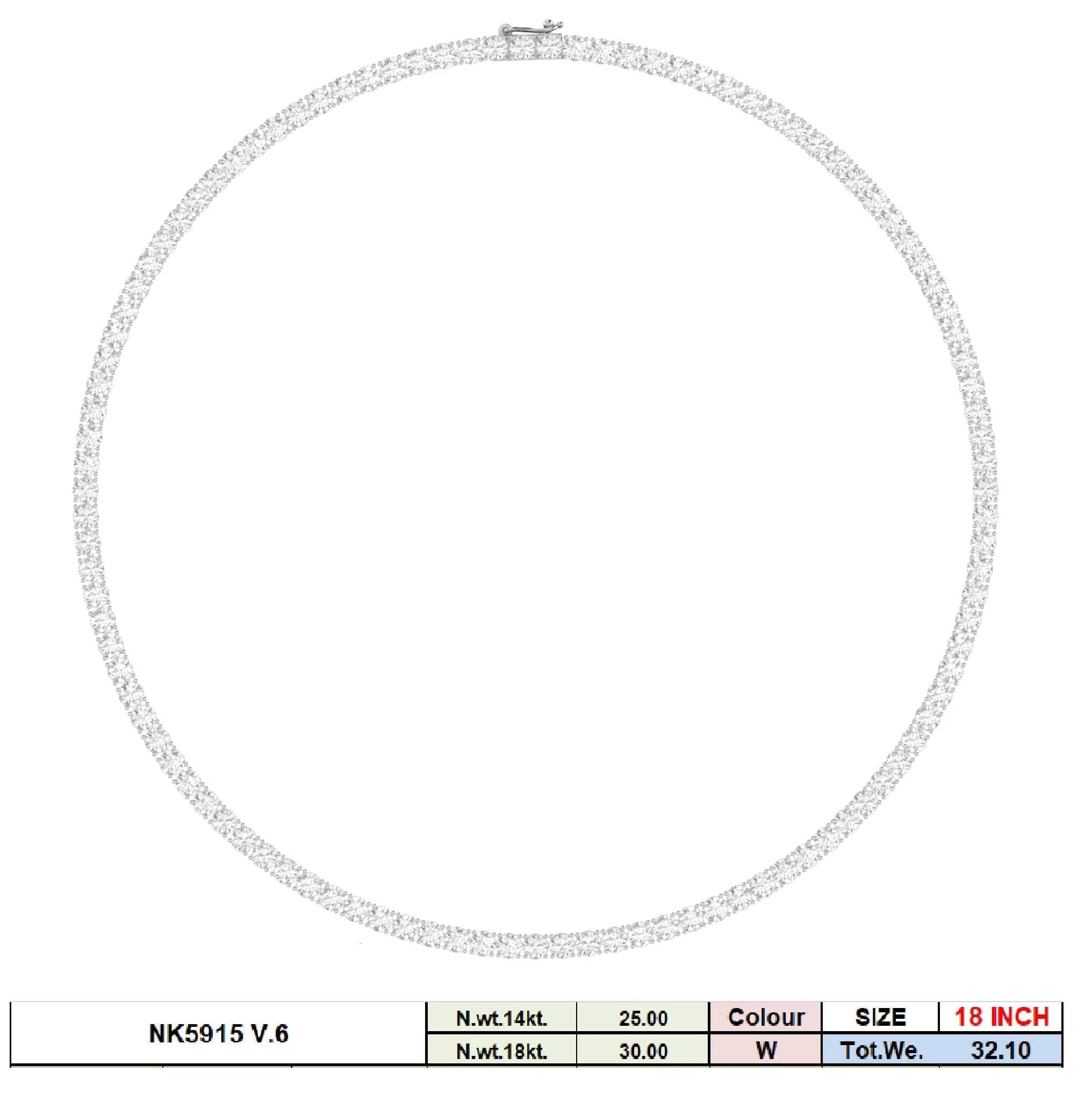 Luxurious Womens 18 Inch Tennis Necklace 14K Gold 3210ct Lab Grown CVD Diamonds Rhodium Plated IGI Certified Brilliant Diamond