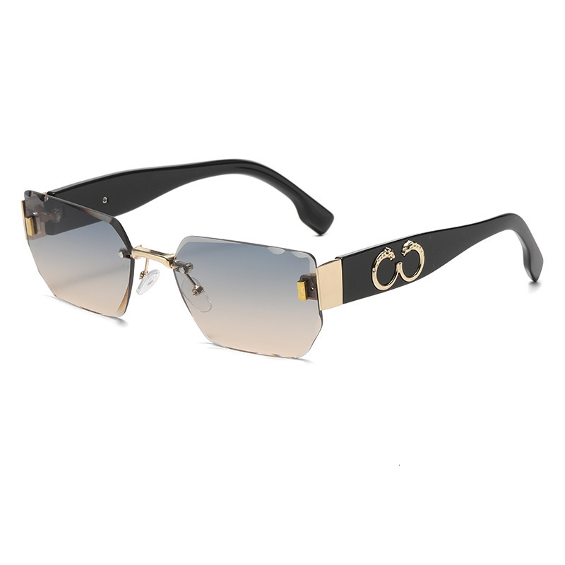 2026 New Designers Fashionable Women's Internet Celebrity Style Sunglasses - Rimless Diamond Frame - Outdoor Beach Leopard Pattern - UV Protectio