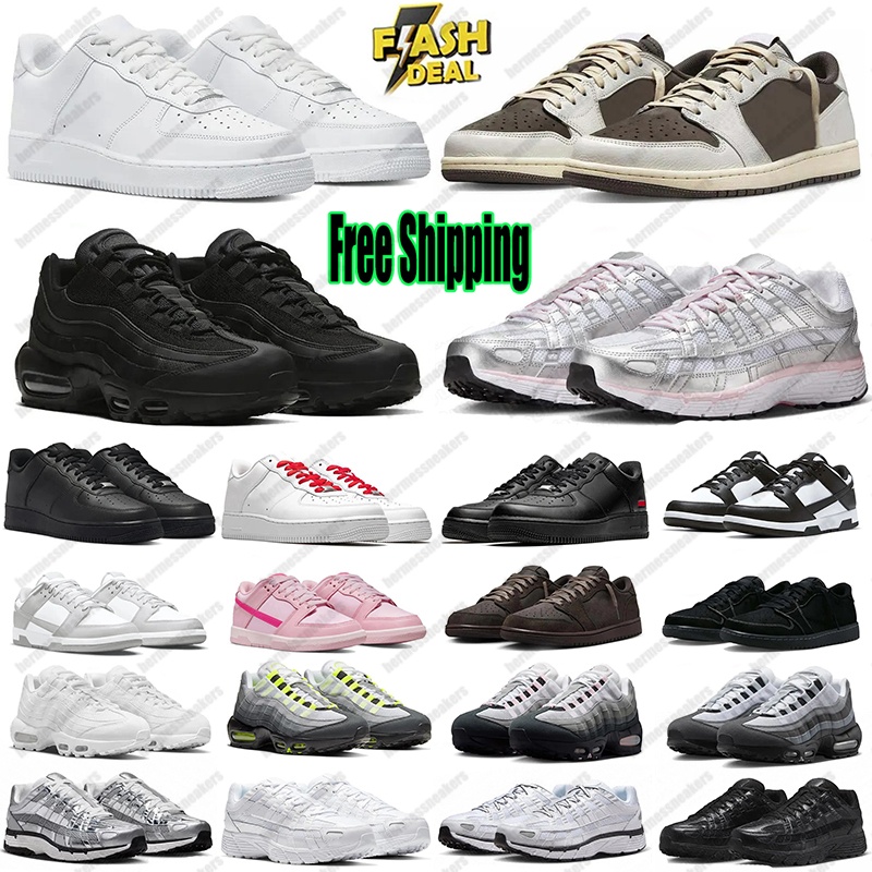 Free shipping 95 95s P6000 1s men women designer running Shoes 1 Triple white black Green Pink sneakers outdoor mens trainer size 36-47