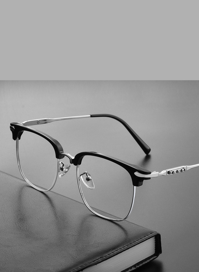 Designer Sunglasses For Men Women Glasses Blue Light Filtering Half-Rim Titanium Glasses Lightweight Business Frame With Prescription Lens Compatibili