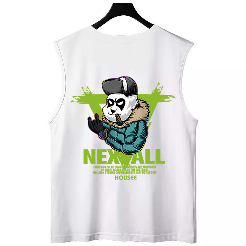 2026 Summer Men's Trendy American Streetwear Tank Tops | Loose Casual Letter Print Sleeveless Tees