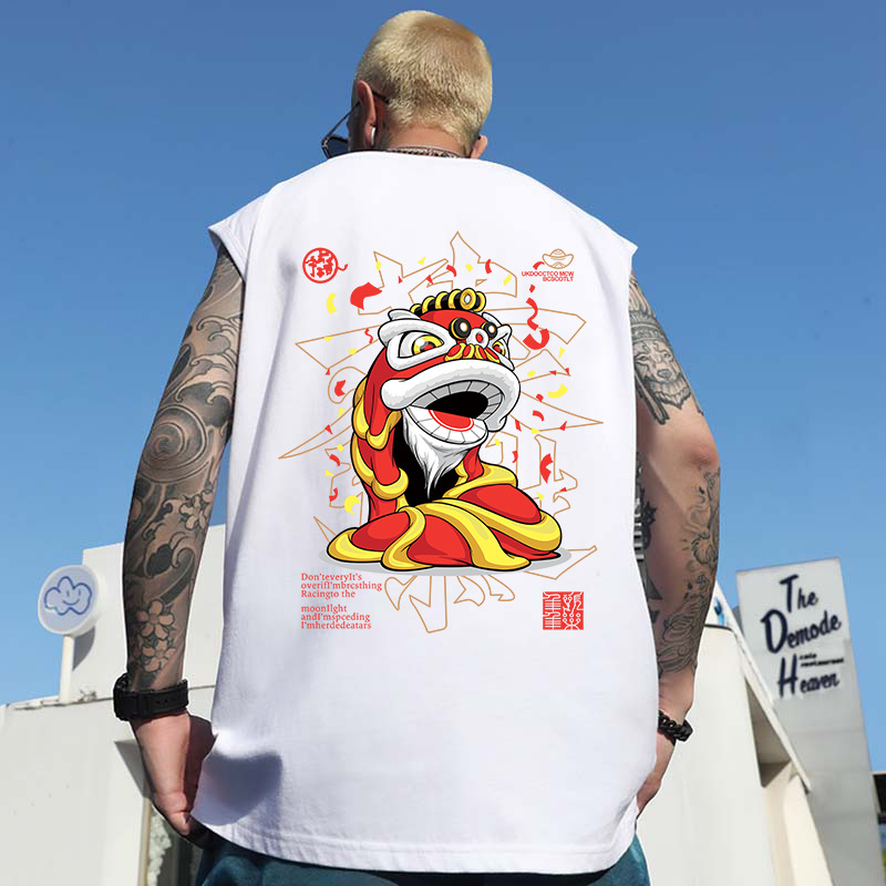 2026 Summer New Men's American Trendy Cartoon Character Print Tank Tops | Loose Casual Sleeveless Tees