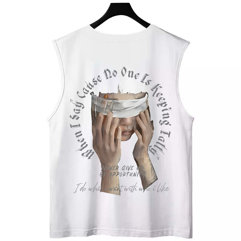 Summer Men's Trendy Oversized Printed Athletic Tank Tops | American Style Loose Basketball Sleeveless Tees