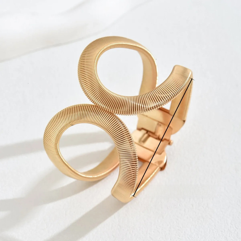 Designer Women's Gold Double C Minimalist Exaggerated European And American Style Jewelry Personality Spring Folding Wrap Niche Bracelet