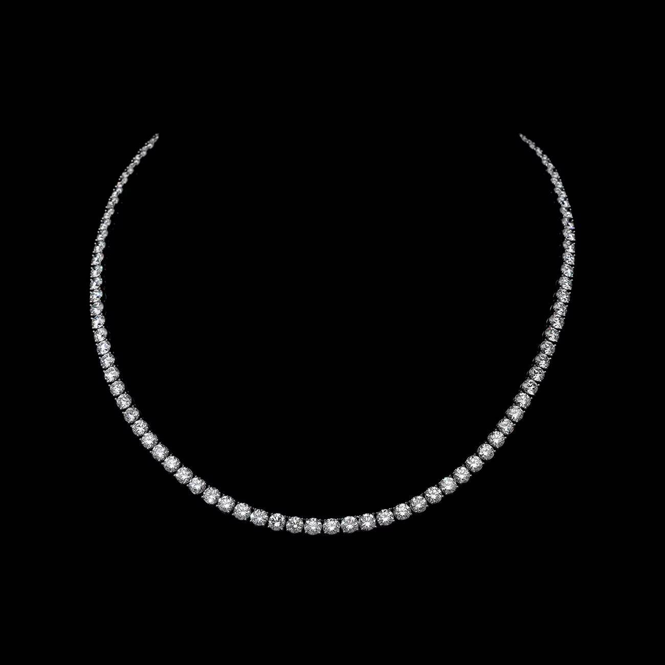 Luxurious Womens 18 Inch Tennis Necklace 14K Gold 3210ct Lab Grown CVD Diamonds Rhodium Plated IGI Certified Brilliant Diamond