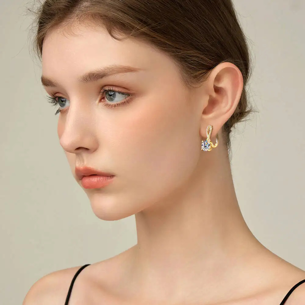 Taoyu D20CT Drop Hie Earrings Silver Women Gold Plated Hoops Infinite Earring Certified Wedding Jewelry260410 - view 5