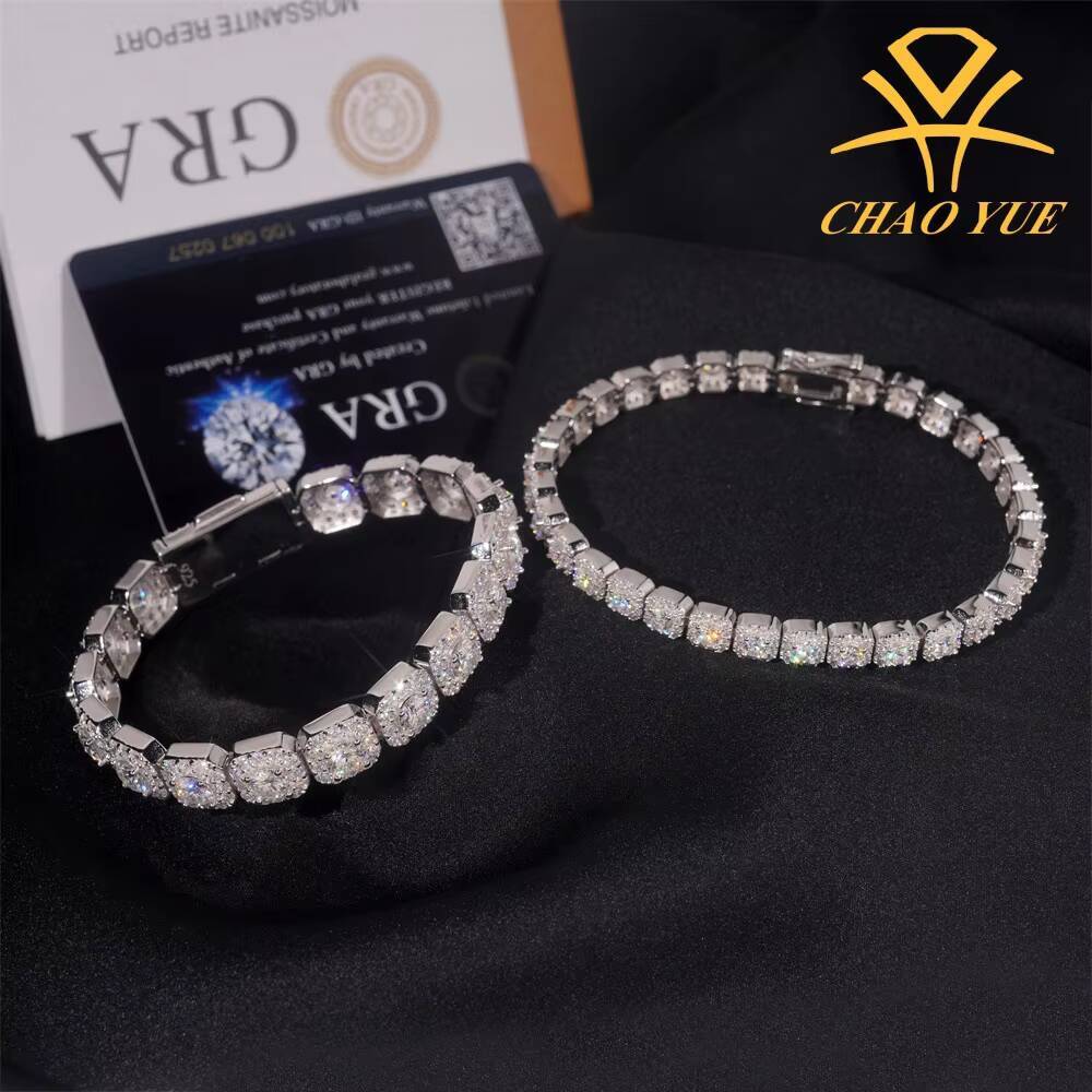 Hot New 925 Silver VVS Moissanite Necklace and 6mm Fashionable Hip-hop Joker Bracelet Cross-Border Best Seller