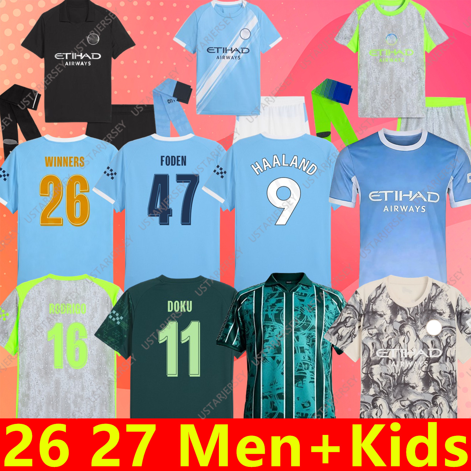 26 27 man city Soccer Jerseys HAALAND RODRIGO FODEN MARMOUSH GVARDIOL DOKU REIJNDERS RUBEN SAVINHO CHERKI BOBB KOVACIC 2026 2027 Football Shirt Men Kids Kit Uniforms