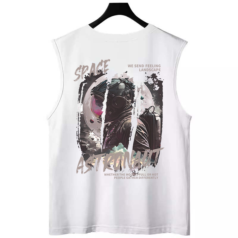 Summer Men's Astronaut Print Tank Tops | Trendy Loose Plus Size Athletic Casual Sleeveless Tees