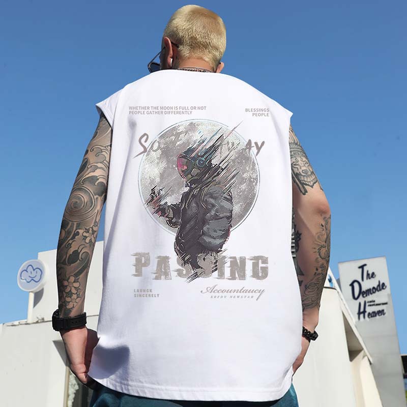 2026 Summer Men's Oversized American Trendy Bear Hip-Hop Tank Tops | Loose Plus Size Sleeveless Tees