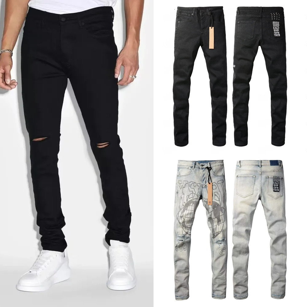 designer ksubi jeans for pants mens brand Jeans Men High-end Quality Straight Motorcycle Embroidery Retro Denim Biker Grey PaintJNY9F