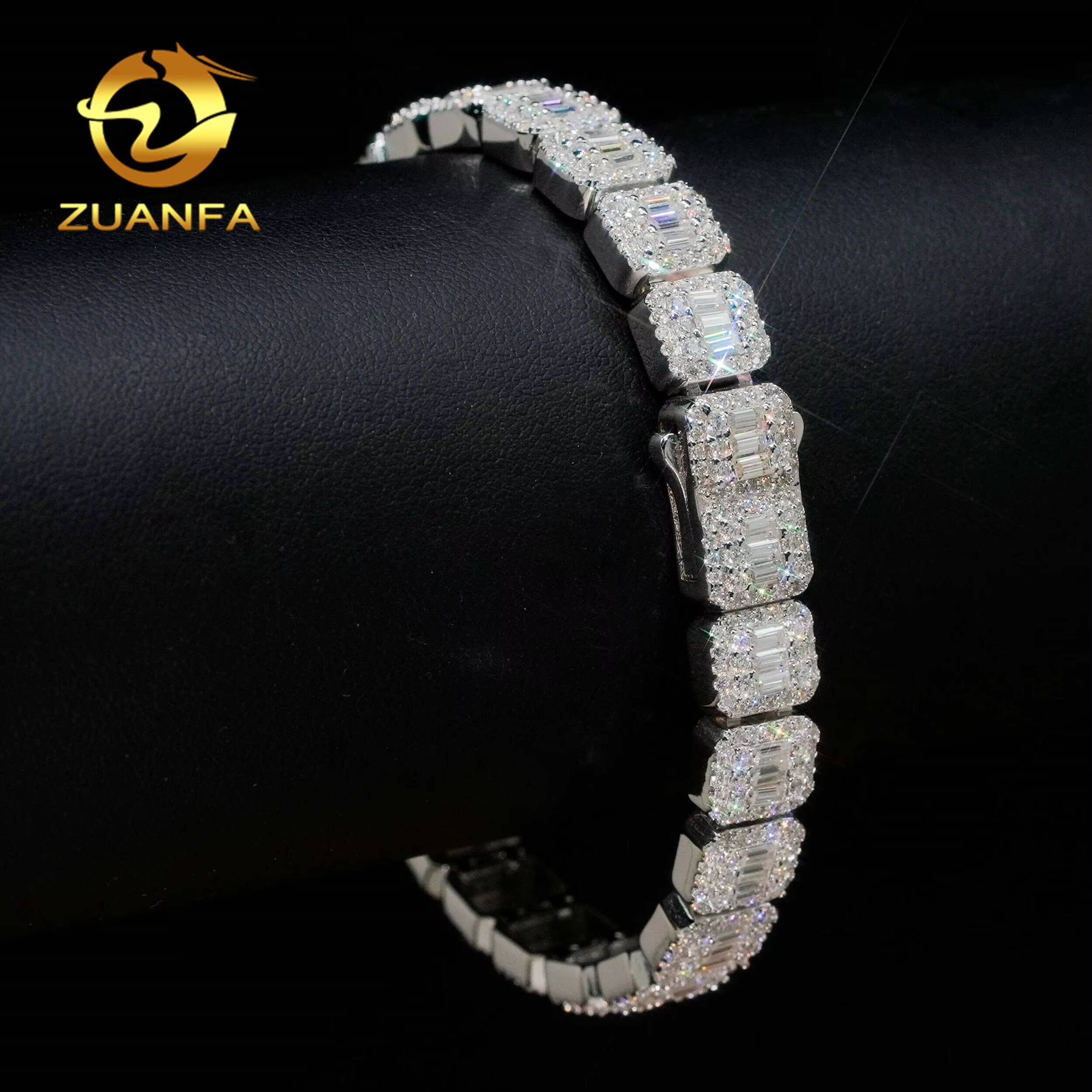 Hot Sellng 9mm Baguette Moissanite Chain Cuban Links Moissanite Necklace Moissanite Cuban Link 925 Cuban Link Chain Necklace