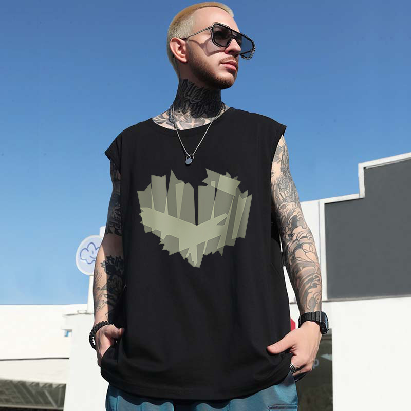 Summer Men's European & American Trendy Brand Printed Tank Tops | Gym Casual Basketball Athletic Loose Plus Size Sleeveless Tees