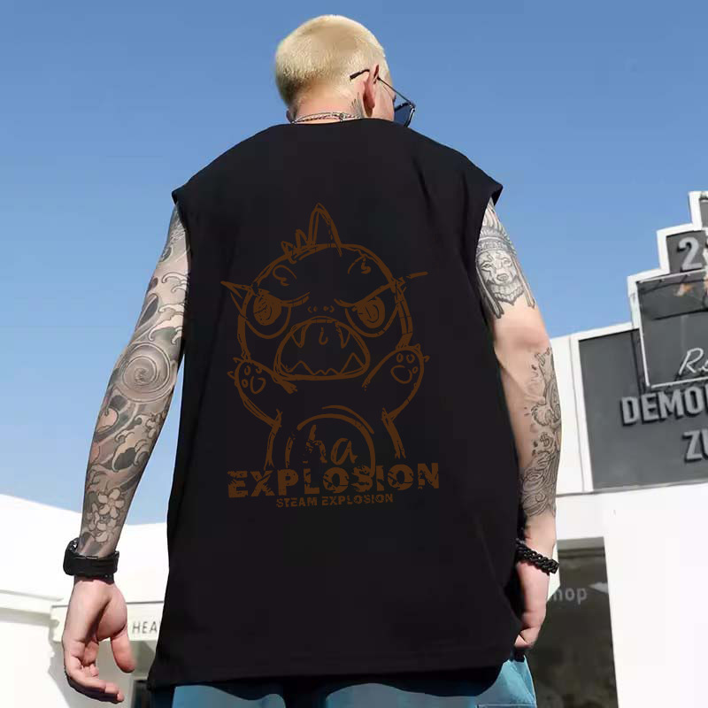 2026 American Trendy Cartoon Print Tank Tops | Men's Summer Loose Plus Size Athletic Gym Casual Sleeveless Vests