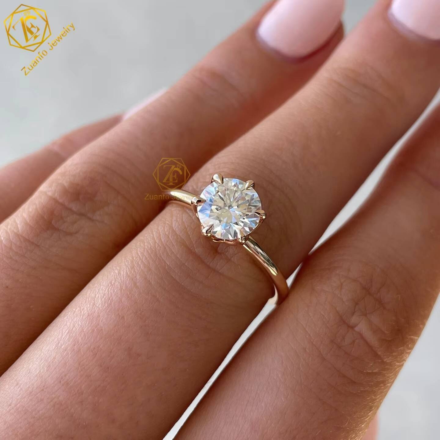 IGI Certified 65mm Lab Diamond Engagement Ring 14K Gold D VS1 HPHT Lab Grown Diamond Ring Classic Solitaire Wedding Rings