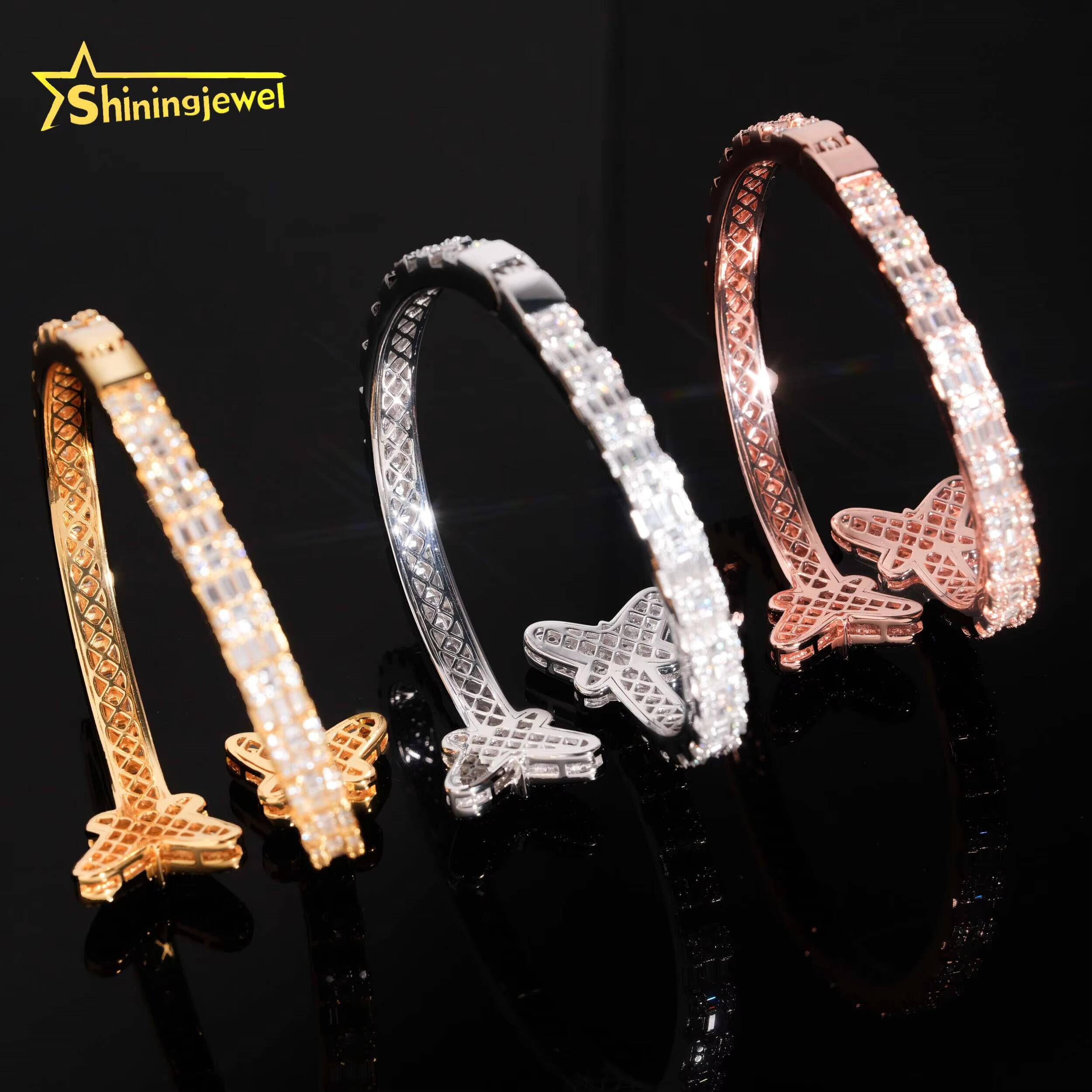 Fine Jewelry Men Women Moissanite Bracelets 925 Sterling Silver Butterfly Heart Clover Style Moissanite Bangles Ready to Ship