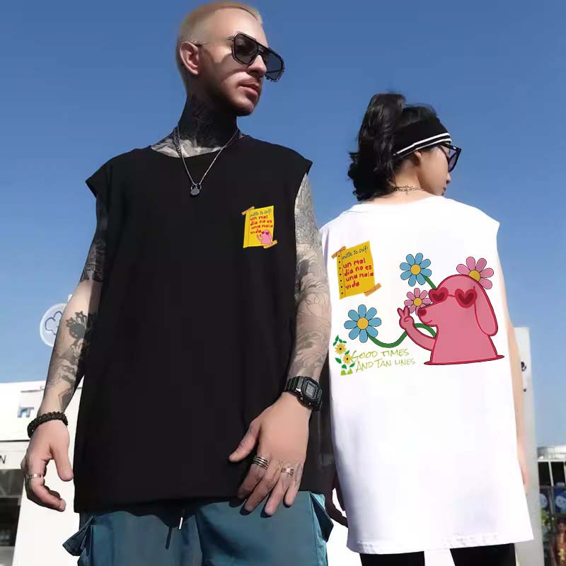 2026 New Men's American Trendy Streetwear Tank Tops | Summer Oversized Plus Size Athletic Sleeveless Tees