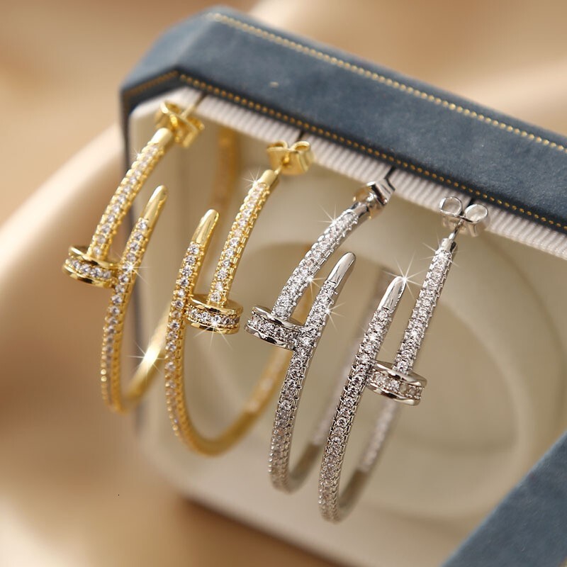 luxurious brand designer multipurpose fashionable earrings with copperset zirconia stud earrings the ear loops exude an elegant and sophisticated vibe