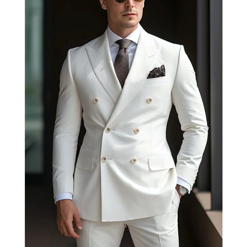 Mens Suit Two-Piece Set Korean Style Slim Fit Business Groomsmen Casual Suit240828