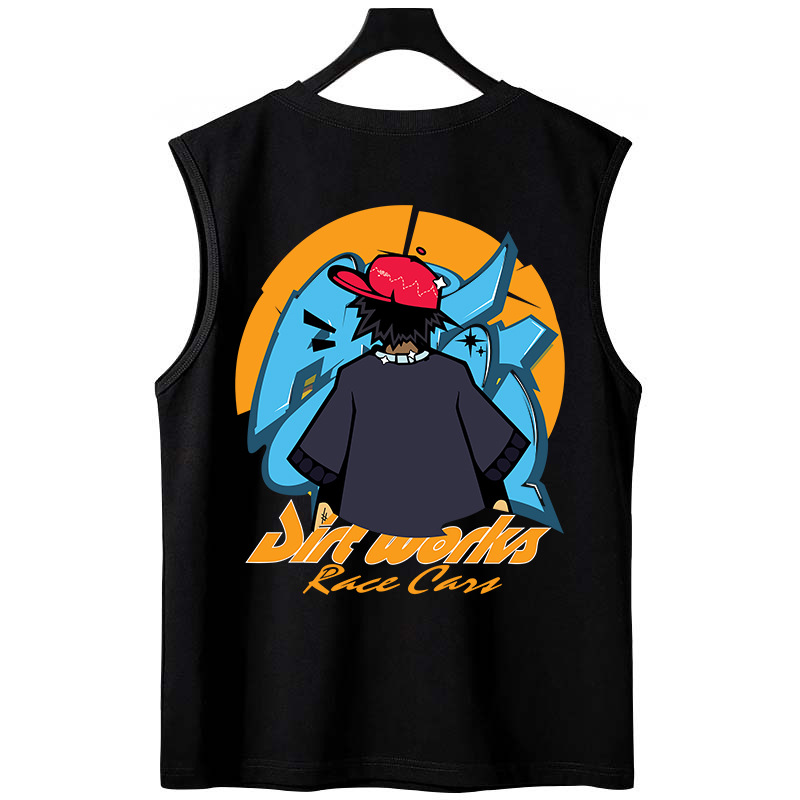 Summer Men's Cartoon Printed Tank Tops | Trendy INS Loose Plus Size Athletic Gym Sleeveless Tees