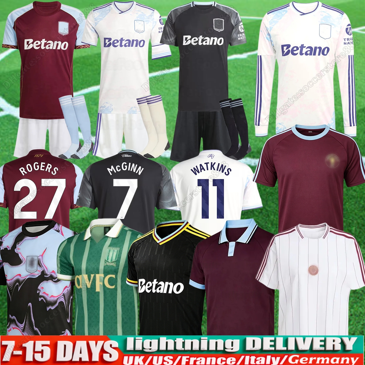 2025 2026 Aston S-4XL villa WATKINS BAILEY MALEN soccer jersey home away third GK McGINN ONANA KONSA MARTINEZ Men kids kit football shirt set Mens top TIELEMANS rogers6