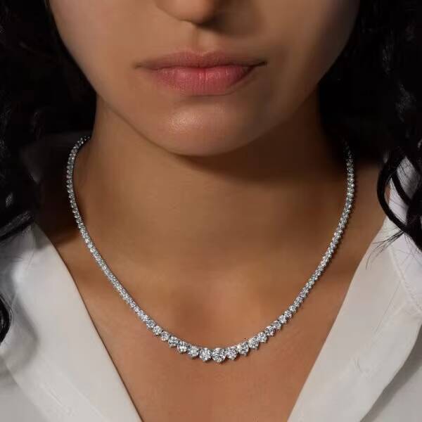 Luxury Lab Grown Brilliant Cut Diamond Tennis Necklace 18KT White Gold 1440ct IGI DEF VVS2 Enhanced Elegant Womens TARANG