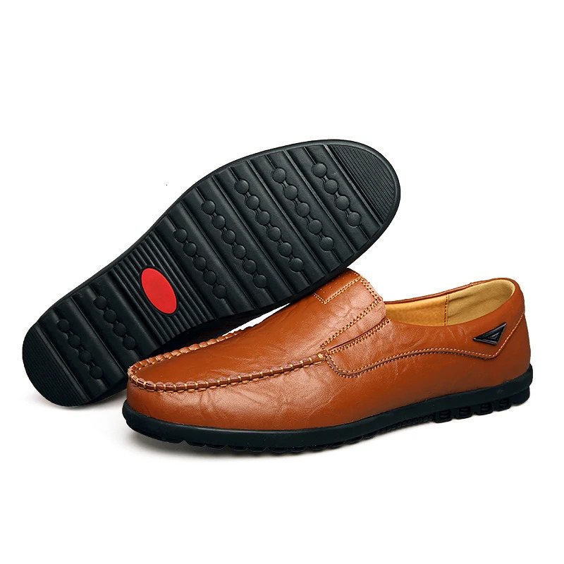 Genuine Leather Men Casual Shoes y 2025 Mens Loafers Moccasins Breathable Slip on Black Driving Plus Size 3747 260413