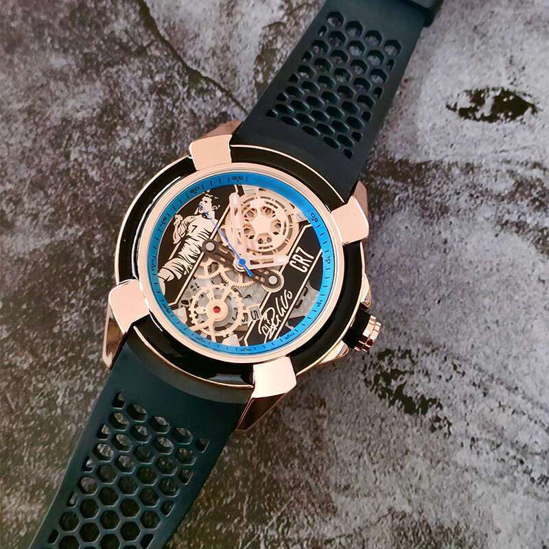 2026 New Designer Men Skeleton Automatic Mechanical Watch Rose Gold Case Black Silicone Strap Sport Luminous Date Display Water Resistant Casual Wrist