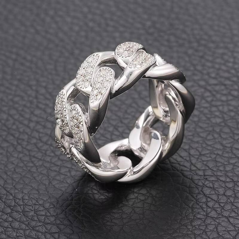 Hip Hop Ring 925 Silver Moissanite Diamond Mens Ring Iced Out Ring