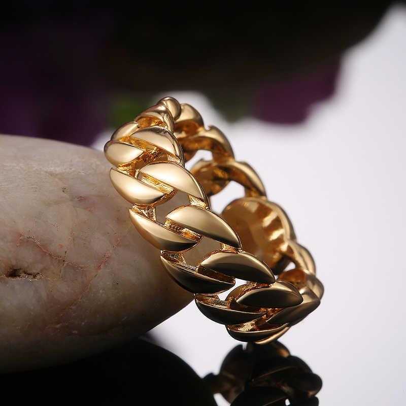 Band Rings MISANANRYNE Men's Cuban Link Ring 925 Silver Plating Cz Punk Chain Finger Rings For Men Fine Jewelry Big Size Couple Ring Z260413