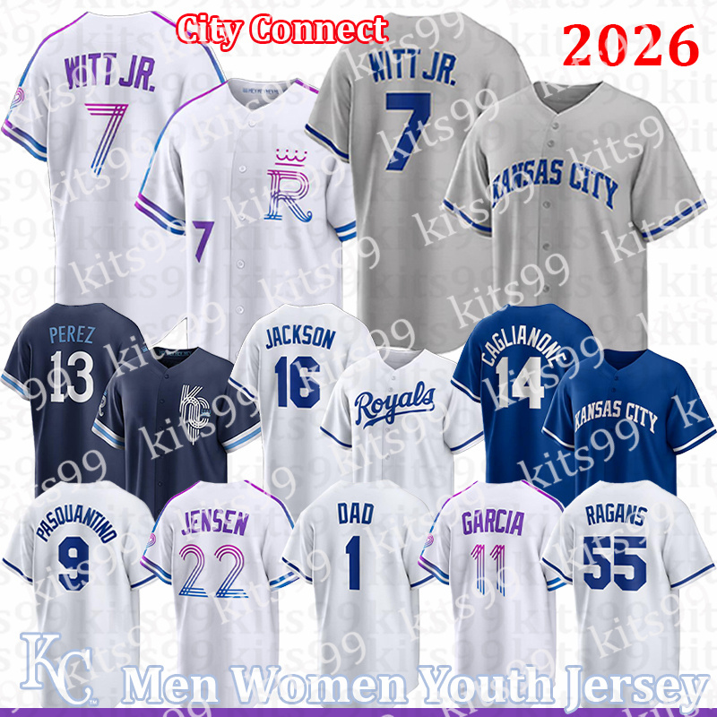 7 Bobby Witt Jr. Kansa City Royals jersey 13 Salvador Perez 9 Vinnie Pasquantino Michael Massey Cole Ragans MJ Melendez Jonathan India Baseball Jerseys