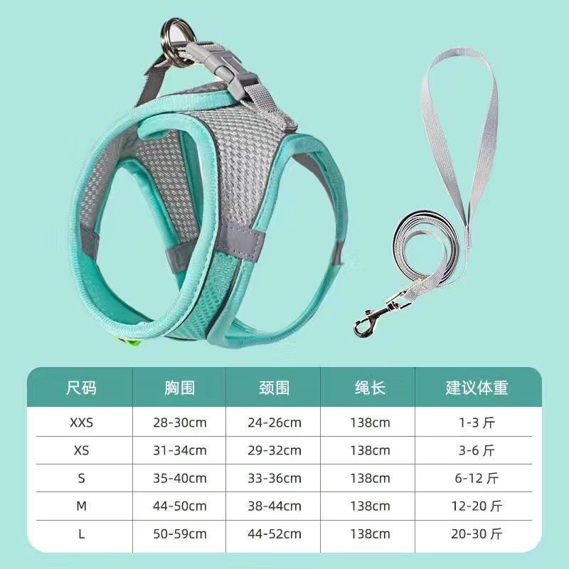 Cat Dog Harness Vest Chest Rope Set Reflective Breathable Adjustable Pet Harness for Small Medium Dogs Outdoor Walking - view 8