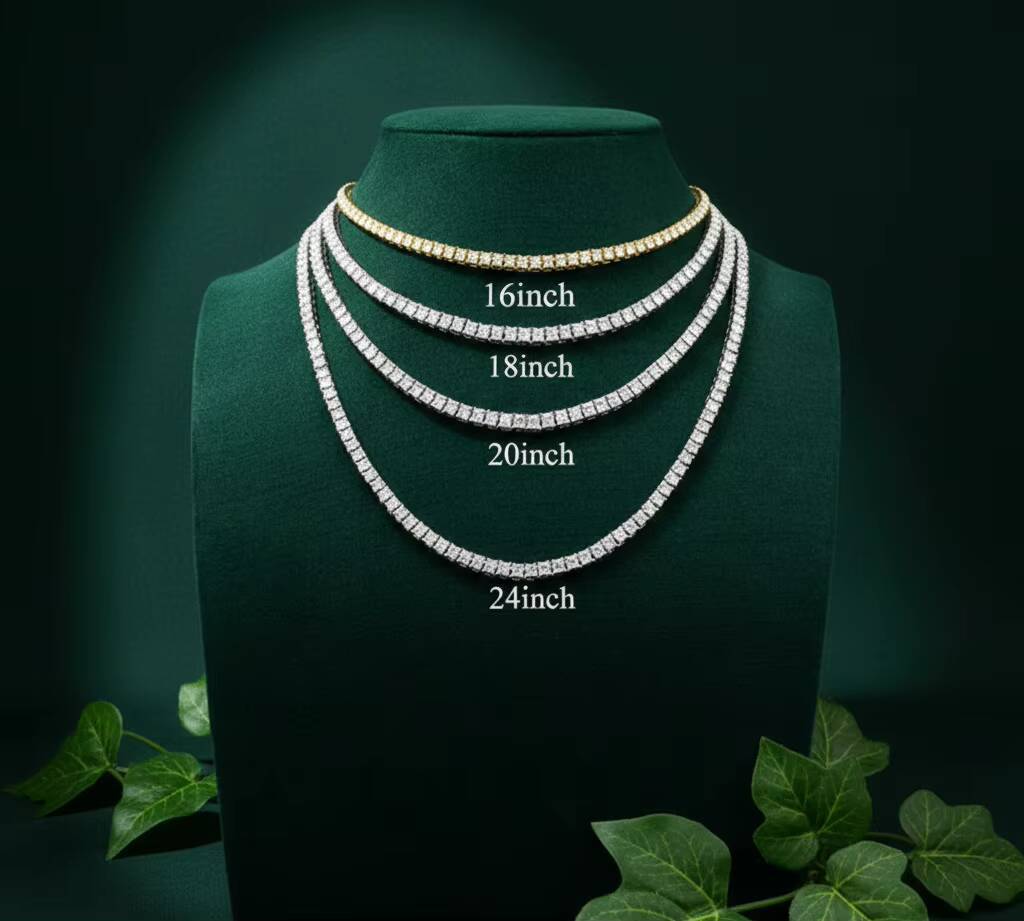 Wholesale Aniva Lab Grown Diamond Tennis Chain Necklace 925 Sterling Silver IGI Certified Brilliant Cut Unisex Trendy E Color