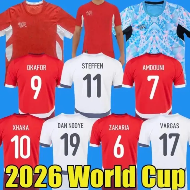2026 World Cup Switzerland Soccer Jerseys 26/27 SWISS National Team ELVEDI ZAKARIA SOW RIEDER EMBOLO SHAQIRI Football shirt STEFFEN FREULER Kids Kit u